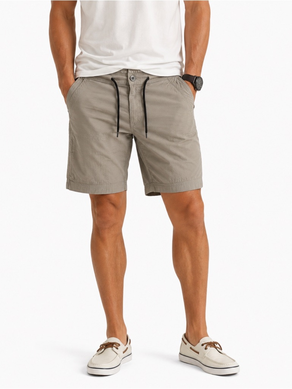 Levis Signature Hybrid Shorts Khaki Drawstring Stretch Casual Utility Men 30